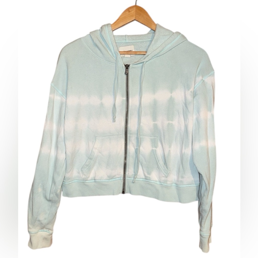 •AMERICAN EAGLE OUTFITTERS•LIGHT BLUE& WHITE TIE-DYE FULL ZIP HOODIE SIZE MEDIUM